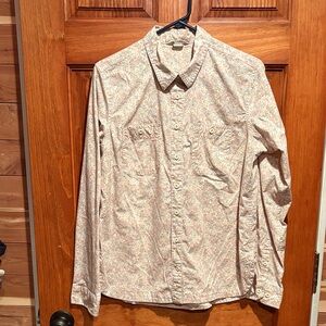 Duluth Trading Floral Cotton-Spandex Button Down Shirt